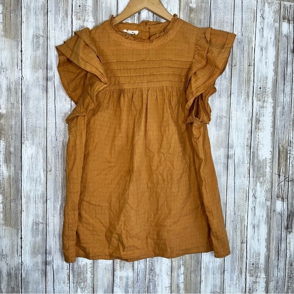 entro Tops - Entro Orange/Brown Cap Sleeve Blouse